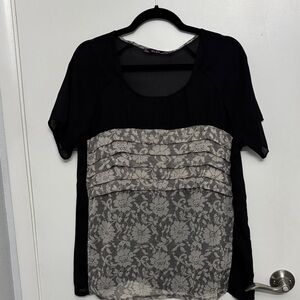 Elegant Black and Gray Lace Women's Blouse